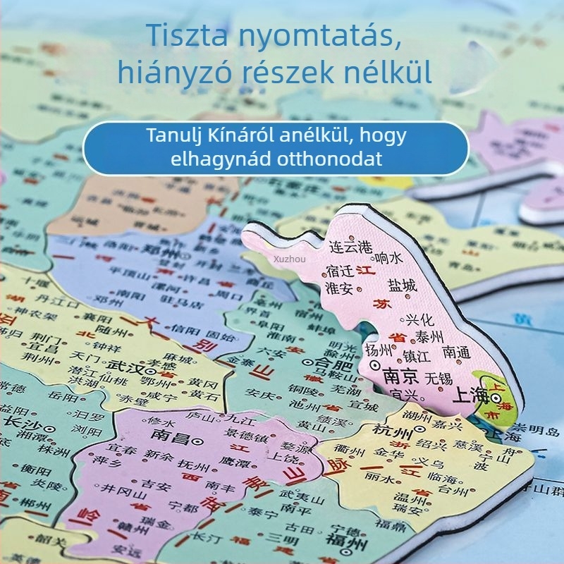 Kínai és a világ mágneses térképe – 3D mágneses kirakó, oktató játék 7–14 éveseknek, EVA anyag