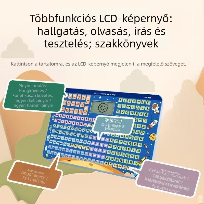 Tang költészet és fonetika tanuló gép, USB tápellátású, műanyagból, 4–6 éveseknek, memória nélkül