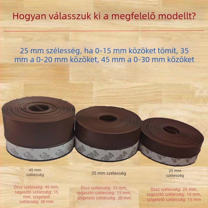 Öntapadós szilikon gumis tömítőszalag üvegajtókhoz és ablakokhoz; magas hőmérséklet-ellenálló, kopásálló és korrózióálló; alkalmas szekrényekhez, ajtókhoz és ablakokhoz.