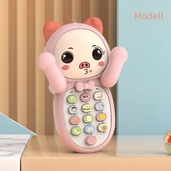 Csecsemői oktatási játék: malac arcú telefonjáték, zene és mesék, műanyagból, elemes működésű, méretei 14×9.5×5 cm, 0–3 éveseknek