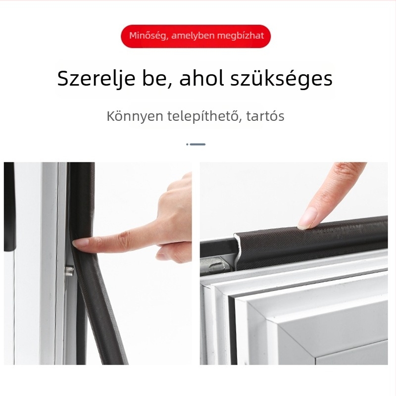Kaszettablakokhoz készült tömítő gumiszalag hőhidas alumínium és PVC profilokkal — szélálló, huzatmentes és hangszigetelő
