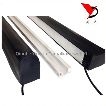 Szilikon érzékelőcsík biztonsági/ütésvédelmi profilhoz, D típusú keresztmetszet, modell YD-35, -40°C-től 80°C-ig, alkalmas AGV ajtókhoz, autókhoz és gépekhez