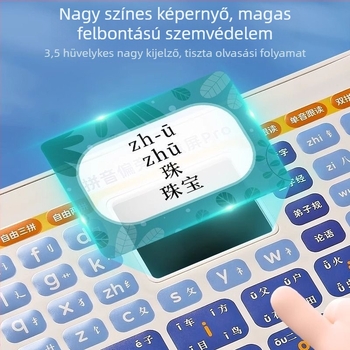 Elsős Pinyin tanulótablet — LCD-képernyő, Li-ion akkumulátor, műanyag ház, belső memória nélkül, 7–14 éveseknek