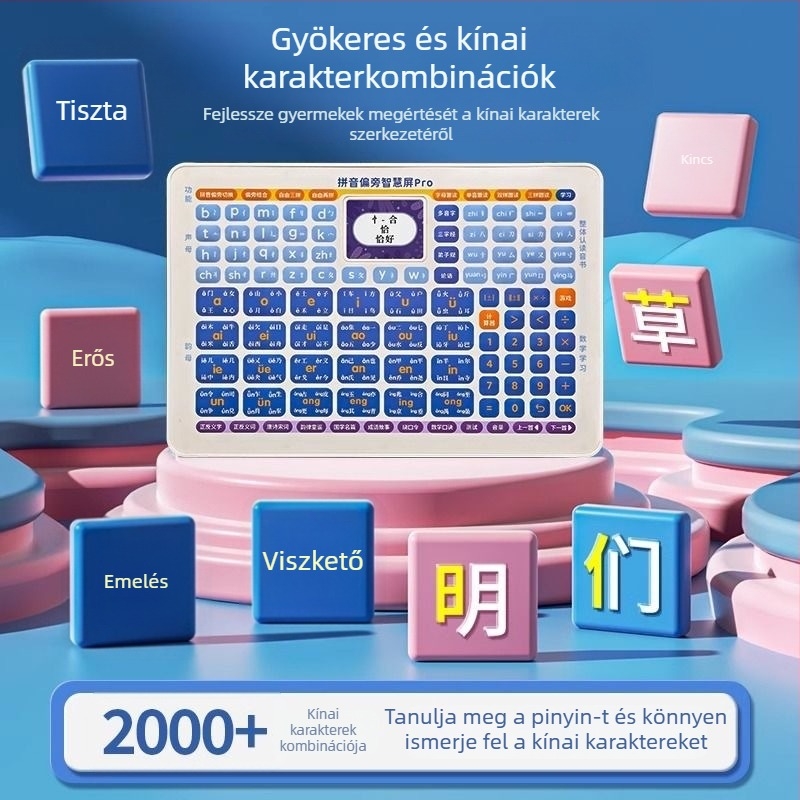 Elsős Pinyin tanulótablet — LCD-képernyő, Li-ion akkumulátor, műanyag ház, belső memória nélkül, 7–14 éveseknek