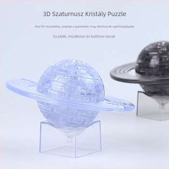 3D Saturn kristályos puzzle modell, műanyag, DIY gyerekeknek 4–6 éveseknek