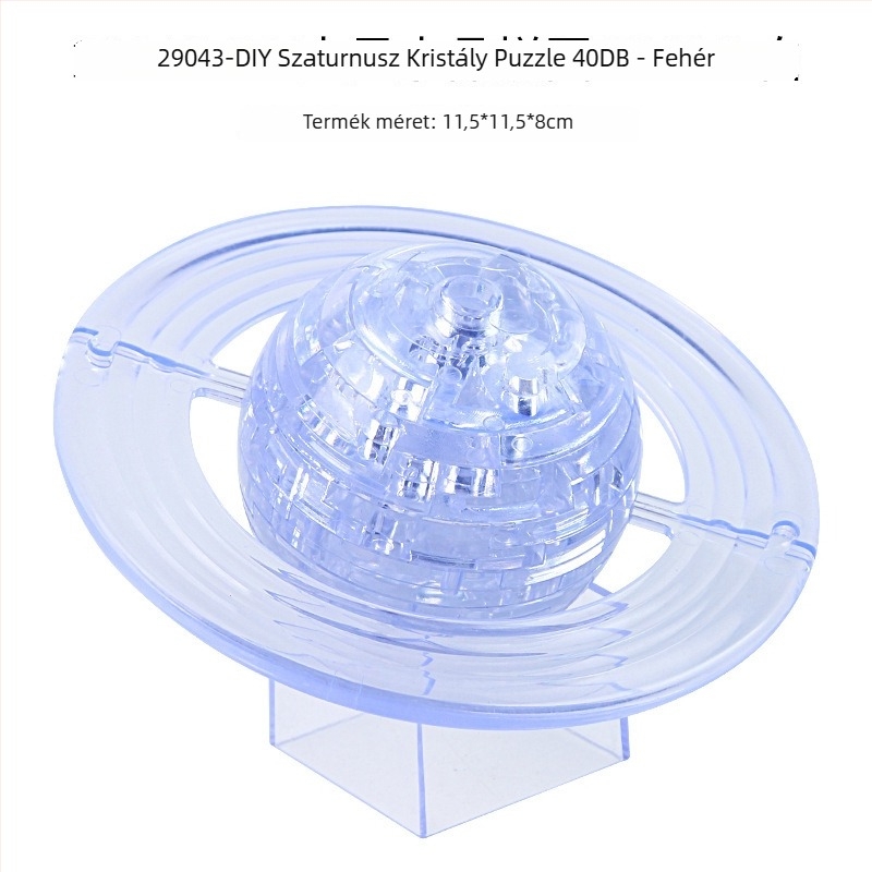 3D Saturn kristályos puzzle modell, műanyag, DIY gyerekeknek 4–6 éveseknek