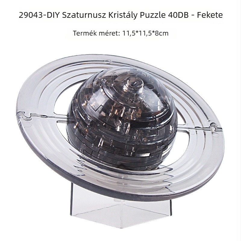 3D Saturn kristályos puzzle modell, műanyag, DIY gyerekeknek 4–6 éveseknek