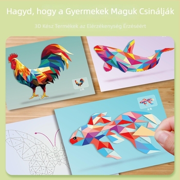 3D geometriai kollázs gyerekeknek, fiúknak és lányoknak, kézműves oktató játék DIY matricákkal, korai oktatás és koncentráció fejlesztése