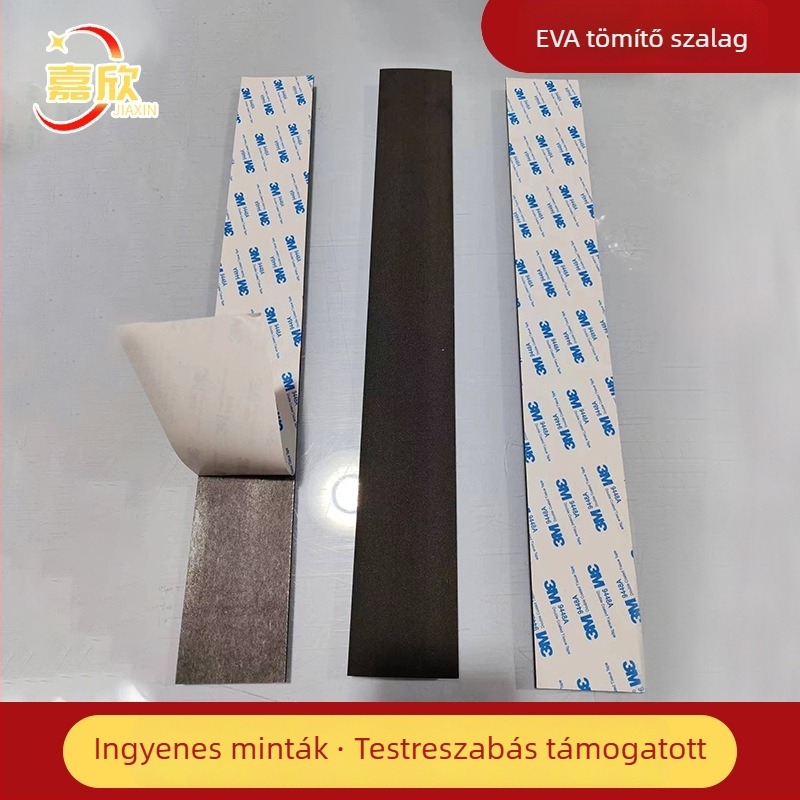 Öntapadós EVA hab tömítőszalag ajtó- és ablakrészekhez, ütés- és rezgéscsillapító, fekete EVA tömítés