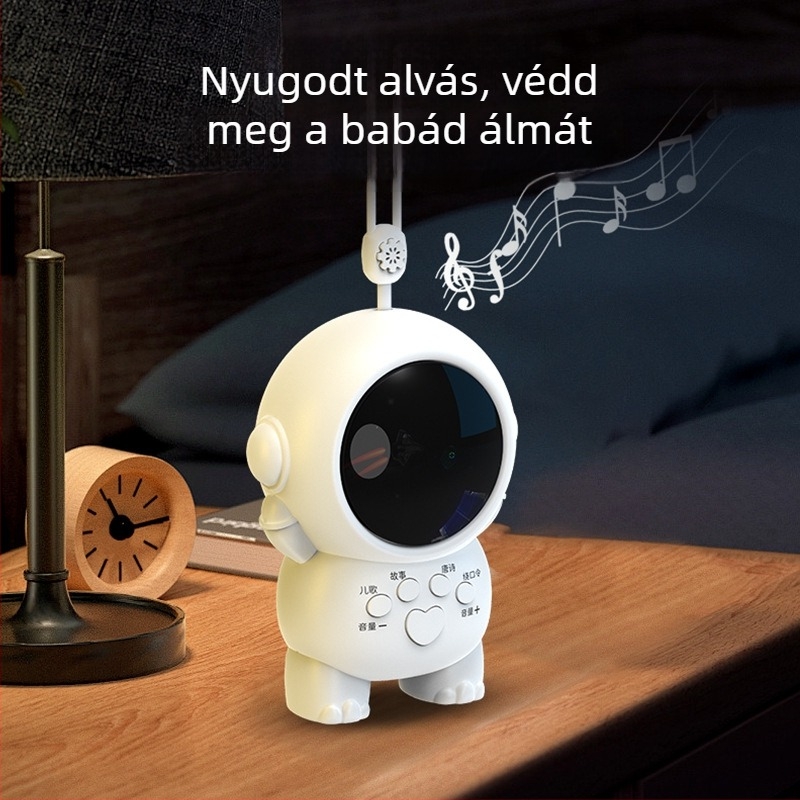 Asztronauta történetgép — Gyerekeknek oktató játék, újratölthető, zene/hang funkció, műanyag kivitel, lítium akkumulátor, 4–6 éveseknek