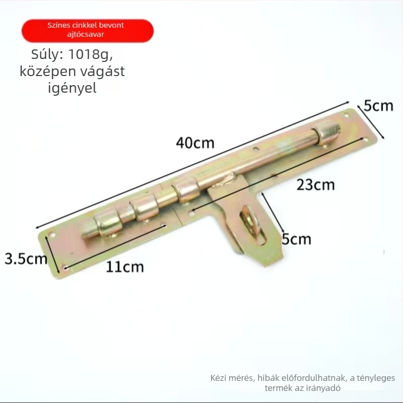 Súlyos acél ajtózár hegesztett csap, galvanizált, vízszintes kivitel