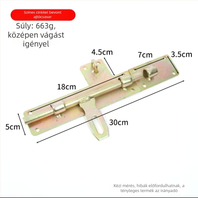 Súlyos acél ajtózár hegesztett csap, galvanizált, vízszintes kivitel