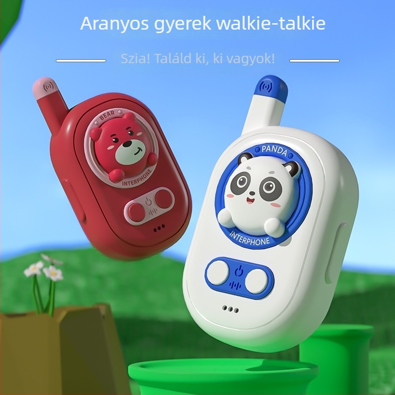 Maci formájú gyerek walkie-talkie játék – 500 m hatótávolság, szülő–gyermek interakció, műanyag, 4–6 éveseknek, páros készlet