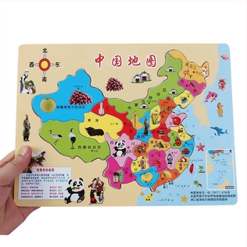 Fából készült világ térkép puzzle gyerekeknek, oktatási földrajz játék, 4–6 éveseknek