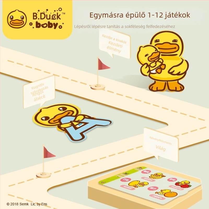 B.Duck Pontolvasó Toll – Kétnyelvű Gyermek Hangos Olvasó Játék, Műanyag, Elemről működik, 0–3 éves