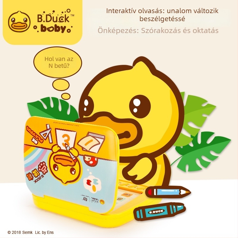 B.Duck Pontolvasó Toll – Kétnyelvű Gyermek Hangos Olvasó Játék, Műanyag, Elemről működik, 0–3 éves