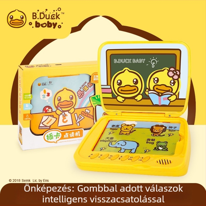 B.Duck Pontolvasó Toll – Kétnyelvű Gyermek Hangos Olvasó Játék, Műanyag, Elemről működik, 0–3 éves