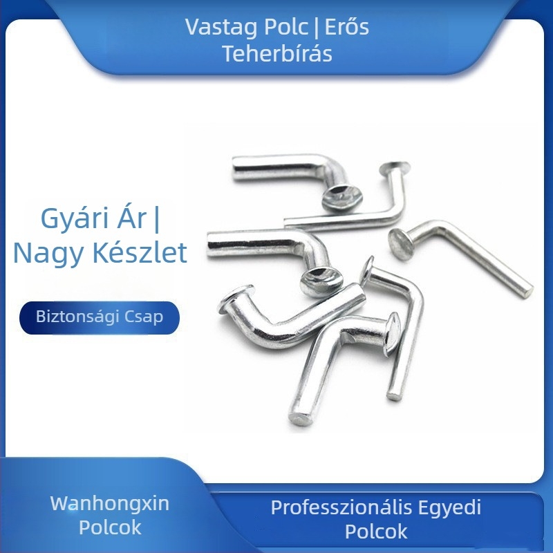 Polcrögzítő biztonsági csap, L-alakú pozicionáló csap, könnyűtől nehézig terhelésű polcokhoz, galvanizált acél