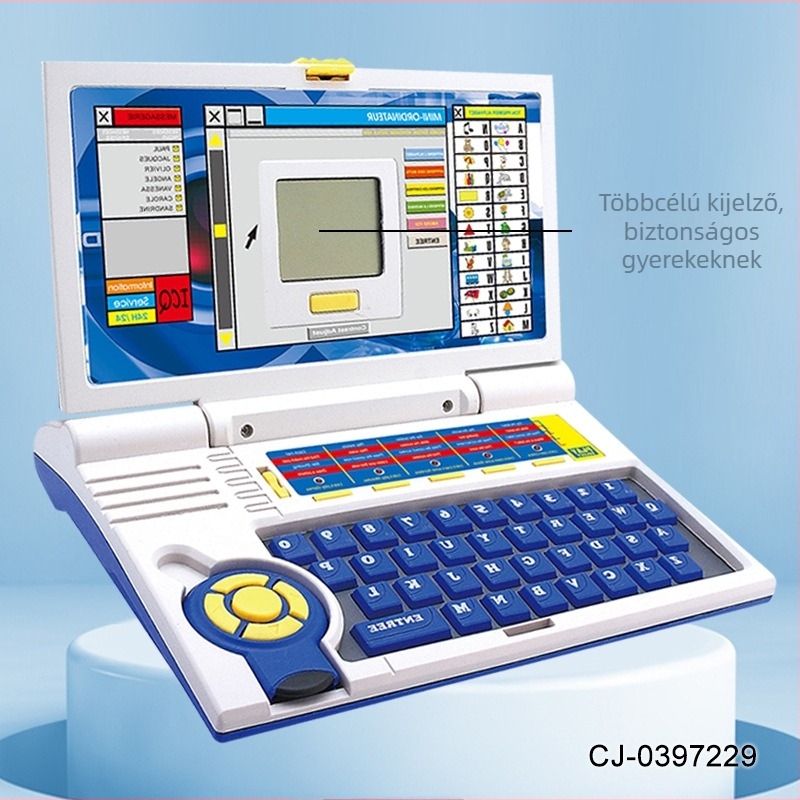 Gyerekeknek szóló tanuló-gép: LCD-kijelző, érintésre reagálás, zenei lejátszás; műanyag kivitel; elemről működik; 4-6 éveseknek