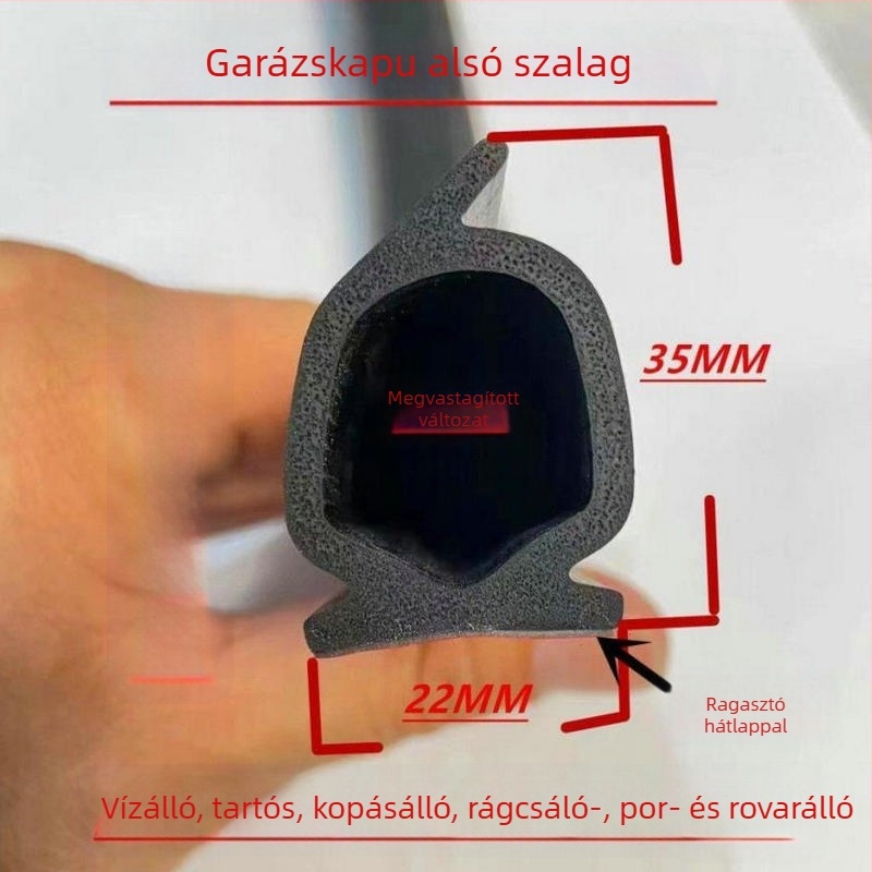 Garázs rolós ajtó alsó tömítőszalag, öntapadó tömítőcsík az ajtóhézagokhoz