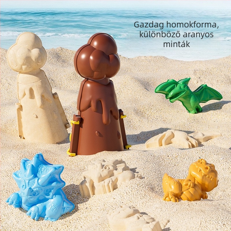 Gyerekeknek partszakas homokozó játékok készlet: ásó, vödör és homokórás időmérő – műanyag homokozó eszközök 4–6 éveseknek