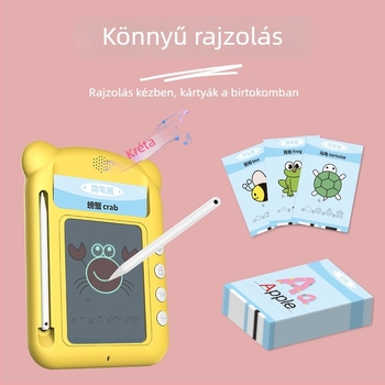 Korai oktatási eszköz: átlátszó LCD írás-tábla, Pinyin tanulókártyák, interaktív nevelési játék (ABS anyag; 1GB memória; elemről működő; 4–6 éves korosztály)