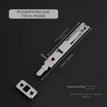 Rozsdamentes acél ajtózár, háromszoros kapcsolódó csap, rejtett szerelés, kézi zárás, modell 160