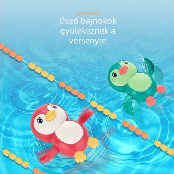 Pingvin alakú fürdőjáték felhívó mechanizmussal (Anyag: műanyag; Mechanizmus: felhúzható; Korosztály: 0–3 év)