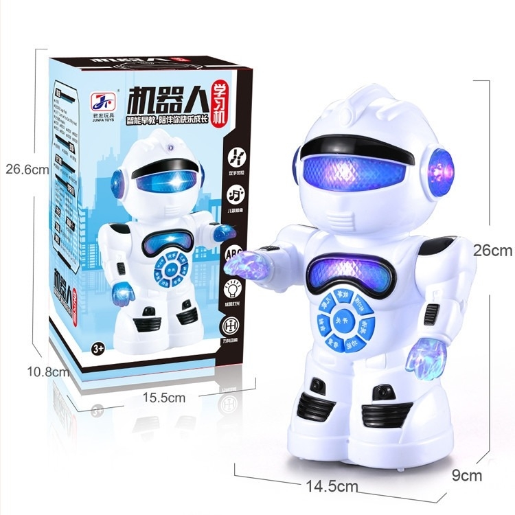 T1 intelligens korai oktatási robot történetgép, multifunkcionális autóval • Anyag: ABS • Áramellátás: elemmel • 4–6 éveseknek megfelelő • Funkciók: elektromos, villanás, zene/hang
