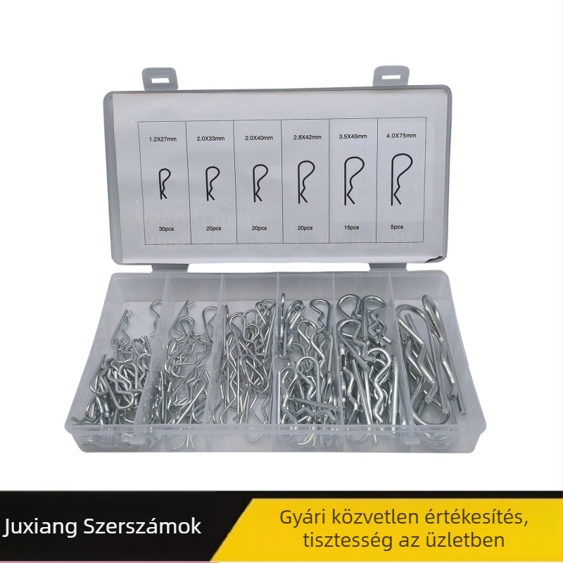 110 darabos galvanizált hullámos csapok készlet: rugós csapok, B-típusú csapok, R-típusú csapok – vegyes készlet