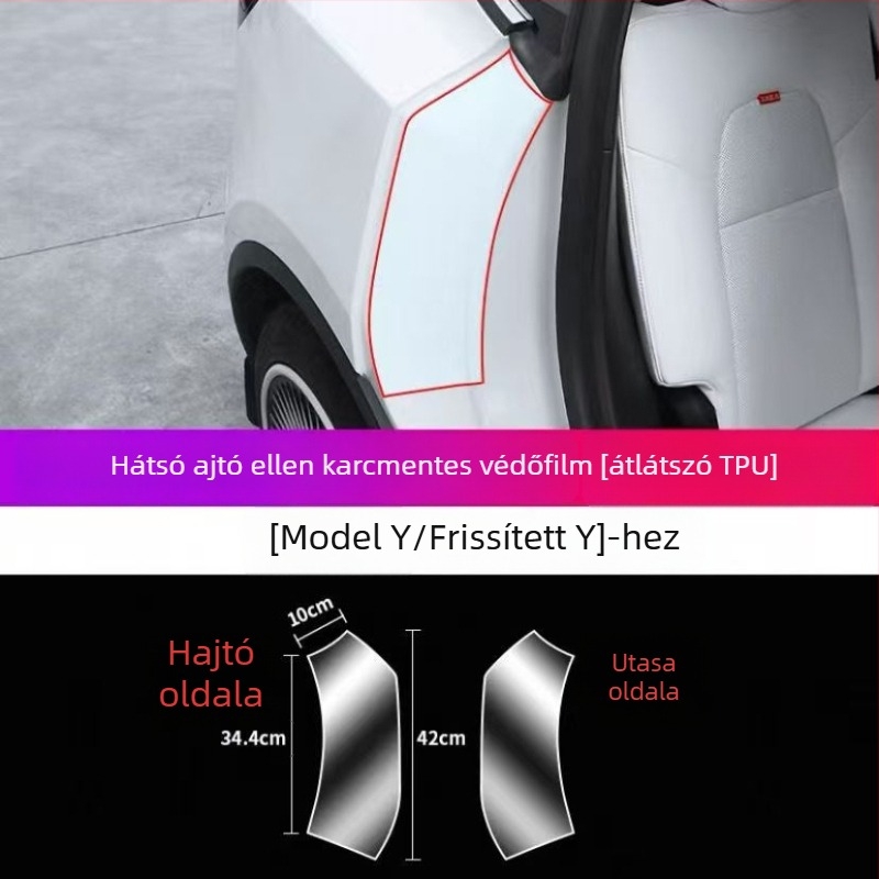 TPU belső hátsó ajtók védőfóliája Tesla Model Y és Model 3 számára, láthatatlan fólia, 2 éves garancia