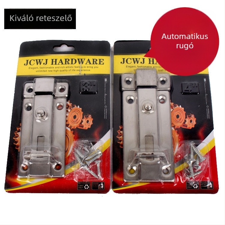 Rozsdamentes acél gombos zár rugós, bútorokhoz, ajtókhoz és ablakokhoz, négyzetes formájú