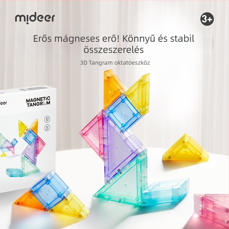 Háromdimenziós Tangram panel gyerekeknek 4–6 éveseknek, oktató építőjáték ABS anyagból, DIY lehetőség, Milu licenselt magáncímke
