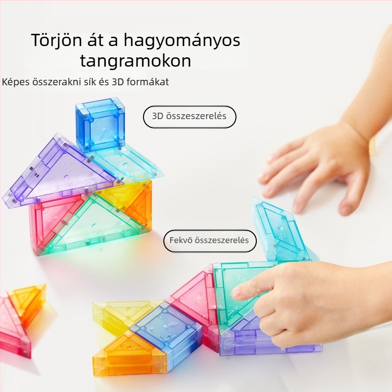 Háromdimenziós Tangram panel gyerekeknek 4–6 éveseknek, oktató építőjáték ABS anyagból, DIY lehetőség, Milu licenselt magáncímke