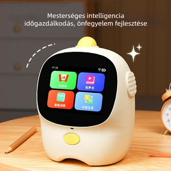 AI-dialógussal működő tanuló gép, Bluetooth, Wi‑Fi és USB töltés – ABS ház, 4–6 éveseknek