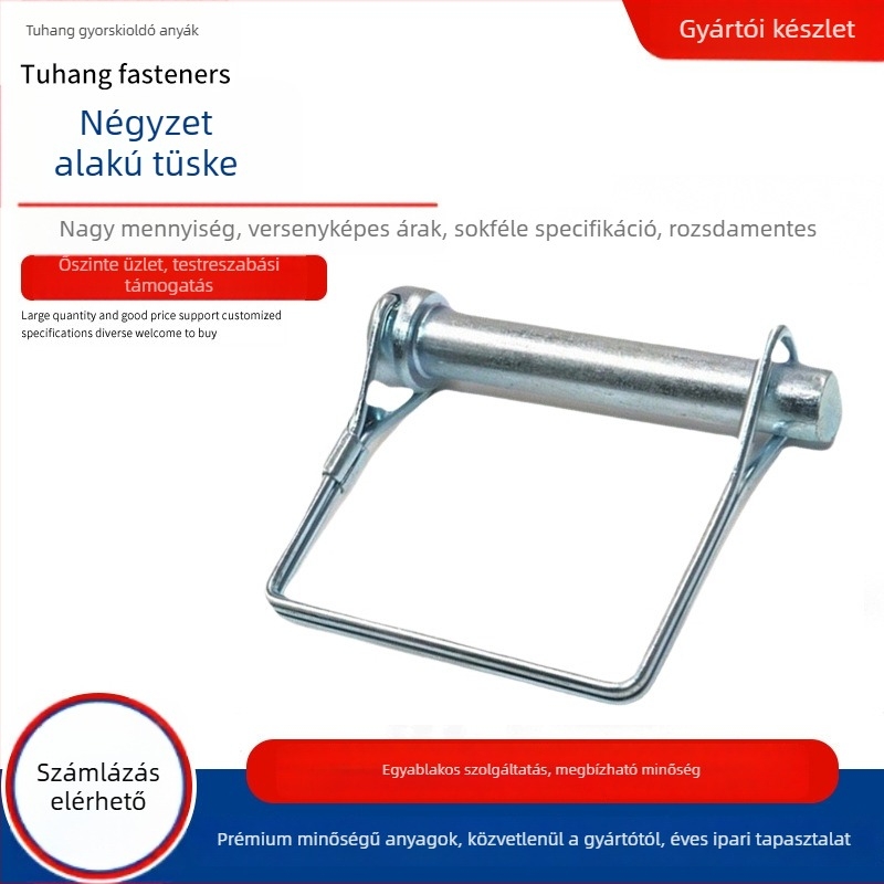 Road Trip D-formájú rugós zárfogantyú kereszttestű csavarokkal, gyűrű-kocka fej, körkörös fej kereszttel, fényes galvanizált felület