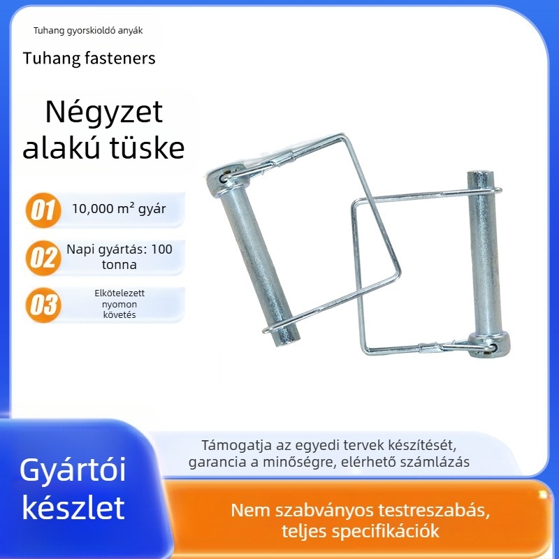 Road Trip D-formájú rugós zárfogantyú kereszttestű csavarokkal, gyűrű-kocka fej, körkörös fej kereszttel, fényes galvanizált felület