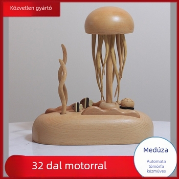Fából készült medúza alakú zenélő doboz, 32 dallal, kézzel készített, logó nyomtatása elérhető, modern minimalista stílus