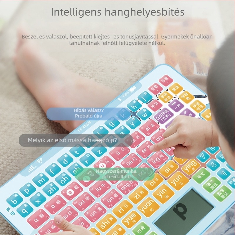 Gyermekek olvasótáblája Pinyin-nal – oktató eszköz zenei funkcióval, műanyag ház, tárhely max. 1 GB, 4–6 éveseknek
