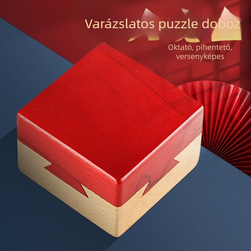 Fából készült Luban Lock puzzle doboz – szabadidős agytornát kínáló játék 7–14 éveseknek, gyűrű- és zármegoldások