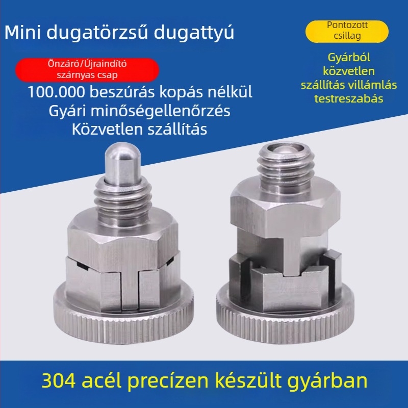 Mini rozsdamentes acél pozicionáló csap, önzáró és visszaállító típus, GB879-86 Nemzeti szabvány, A osztály, Kezeletlen felület