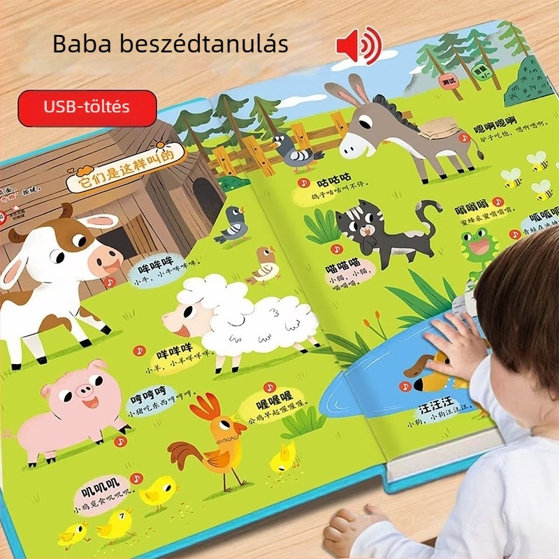 Lifang Baba Beszédfejlődés Olvasó Toll: 0–3 éveseknek, Beszélő könyv hanggal, USB töltés, Memória legfeljebb 1GB