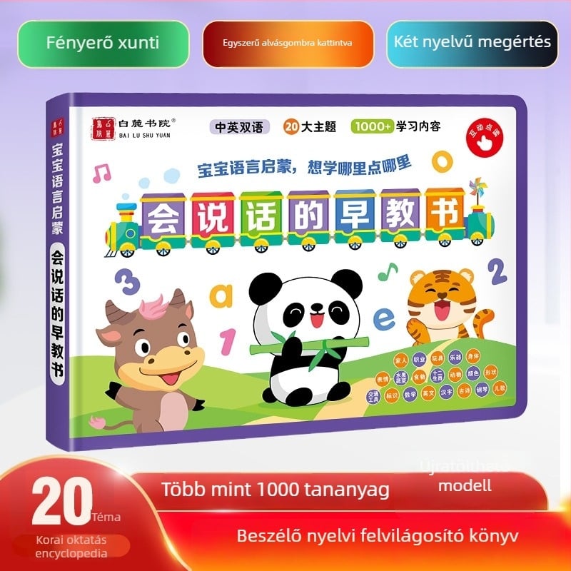 Beszélő korai oktatási hangoskönyv és pontolvasó készülék, elektromos, újratölthető, lítium akkumulátor, 4–6 éveseknek, memória <1 g