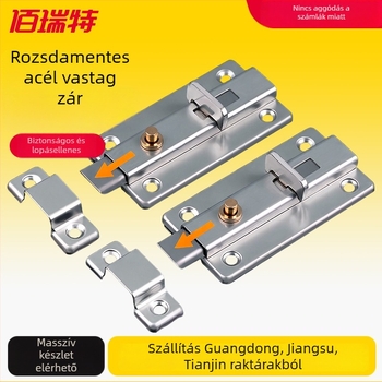 Rozsdamentes acél ajtózár automatikus rugóval; belső ajtókhoz (szoba és vécé) (anyag: rozsdamentes acél; mechanizmus: automata rugó; funkció: biztonság; alkalmazás: belső ajtók)