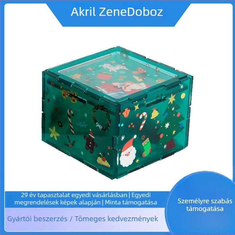 Akril kézi tekerésű zenei doboz, testreszabható, modern művészeti dizájn, logónyomtatás elérhető