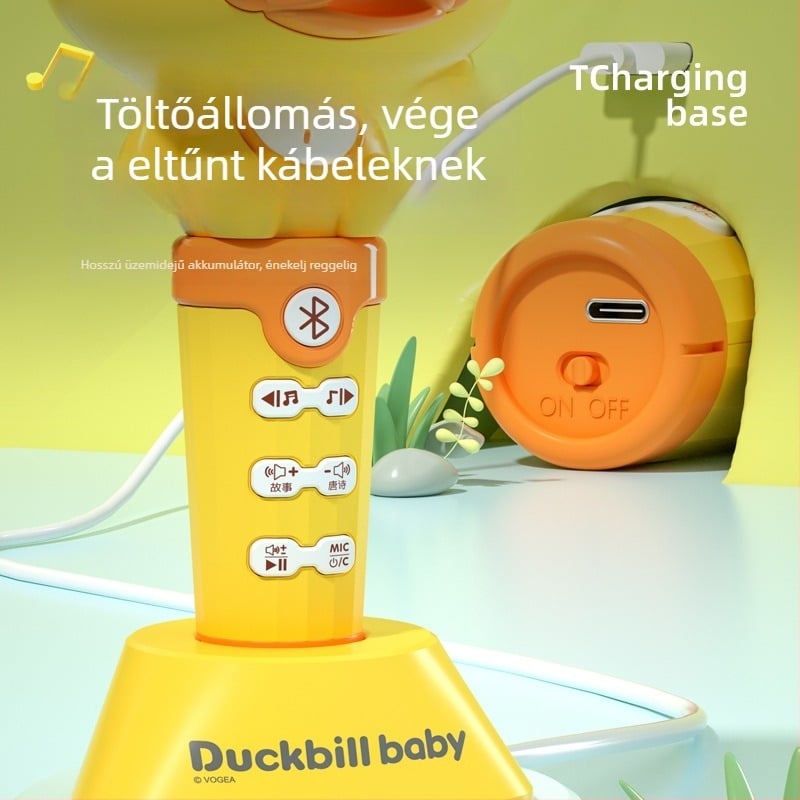 Platypus karakterű gyerekeknek szóló vezeték nélküli Bluetooth mikrofonos játék (újratölthető lítium akkumulátor, ABS ház, interaktív érzelmi fejlesztés, zene és mesélés)