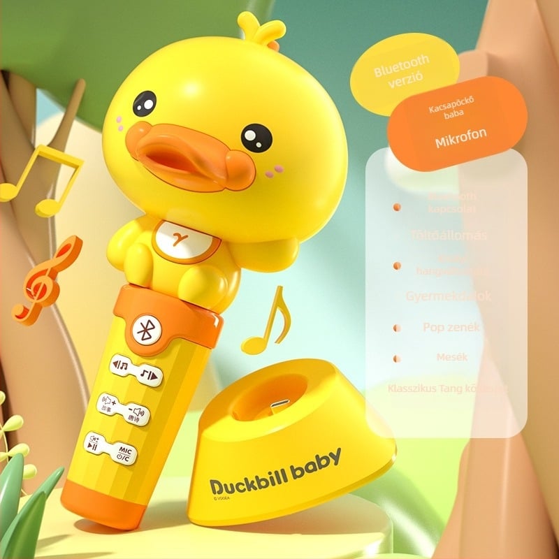 Platypus karakterű gyerekeknek szóló vezeték nélküli Bluetooth mikrofonos játék (újratölthető lítium akkumulátor, ABS ház, interaktív érzelmi fejlesztés, zene és mesélés)