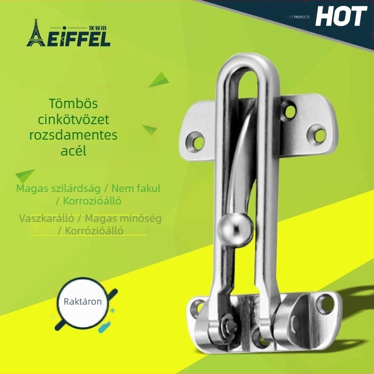 Ajtózár kampó anti-lopás funkcióval, fa ajtókhoz, cink ötvözet, galvanizált felület, modell afe019, modern egyszerű stílus