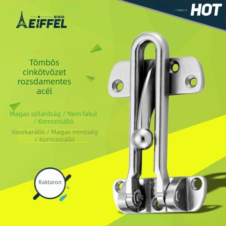 Ajtózár kampó anti-lopás funkcióval, fa ajtókhoz, cink ötvözet, galvanizált felület, modell afe019, modern egyszerű stílus