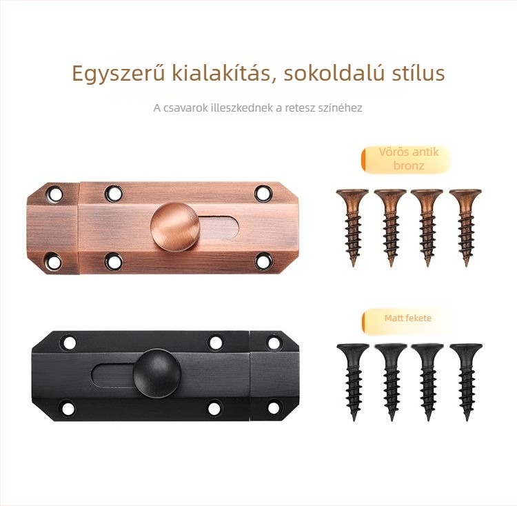 Vastag rézből készült zárócsap felületegyszerű ajtókhoz, fekete antik réz felülettel, teljes rézből készült ajtózár, lopás elleni védelem